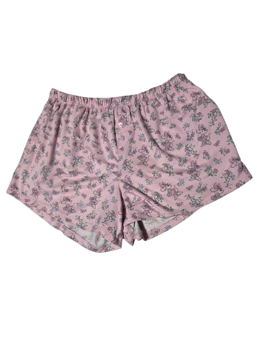 Disney Minnie Mouse Lounge Shorts Womens Size Medium Pink Floral Pajamas PJs